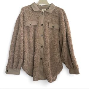 BiBi Women's Brown Teddy Shacket